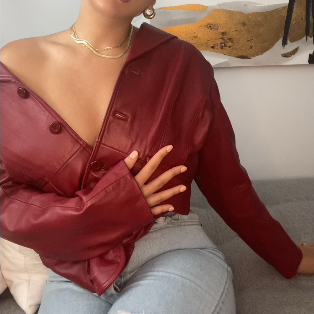 Red Colebrook genuine leather jacket/Blazer